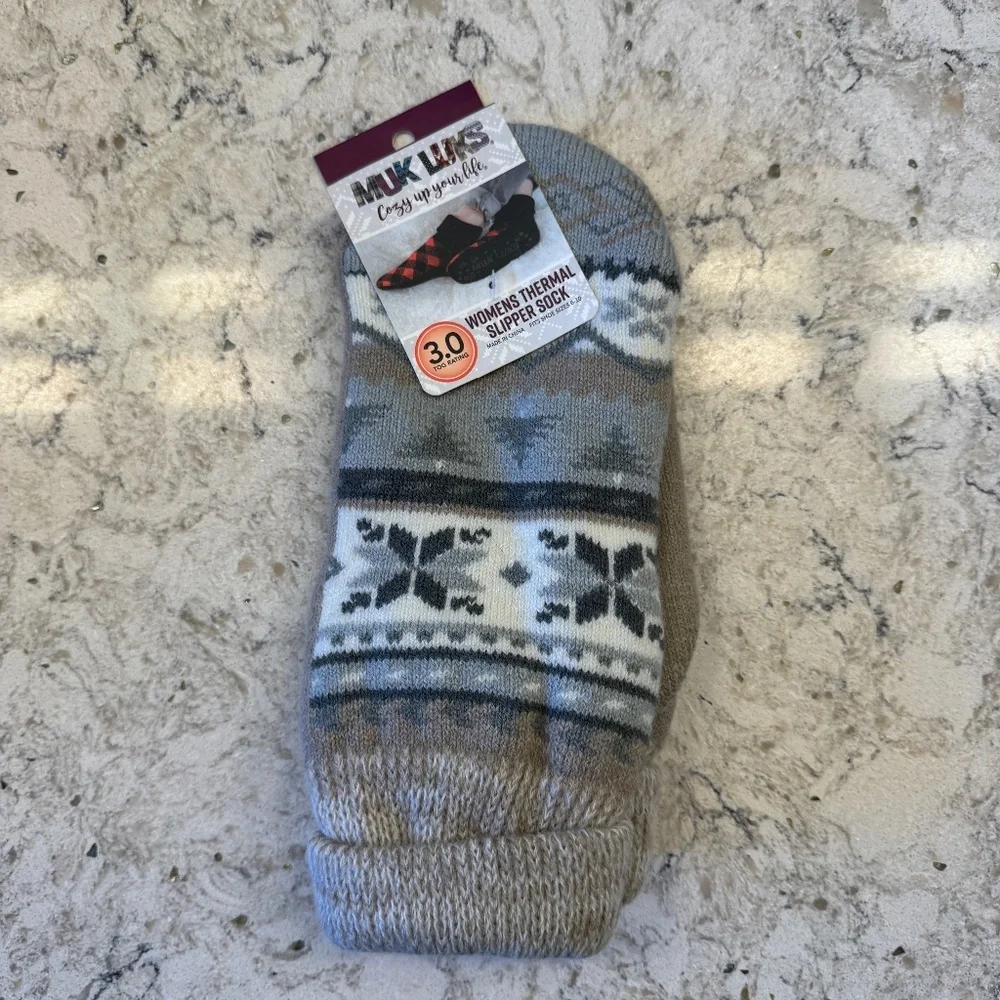 New MUK LUKS women's thermal slipper sock Taupe‎